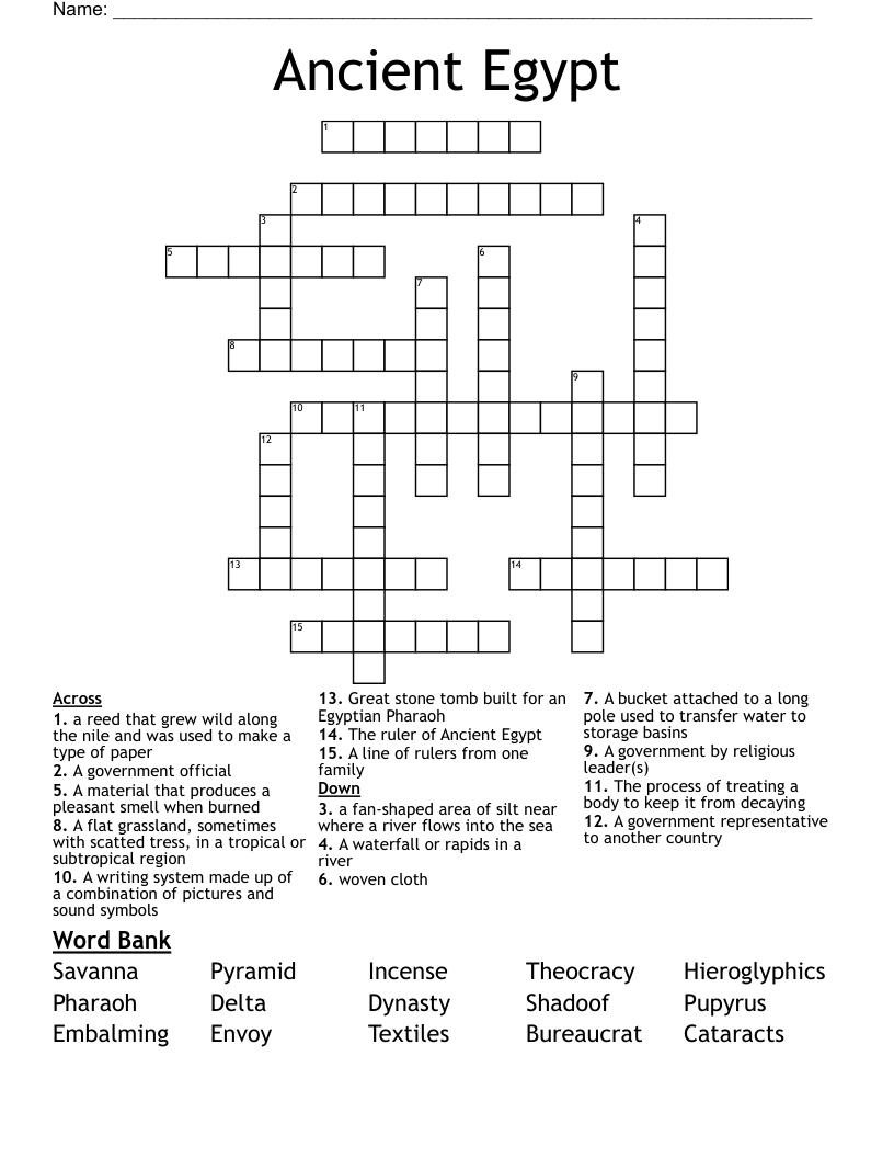 Ancient Egypt Crossword