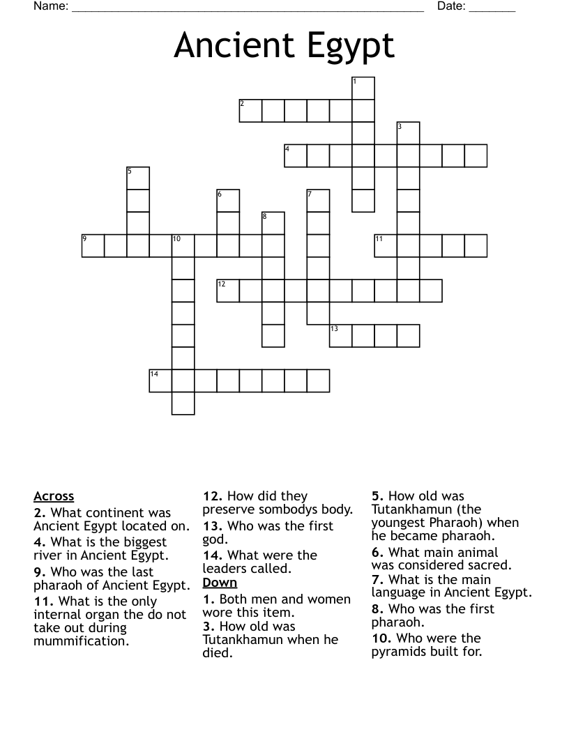 Ancient Egypt Crossword