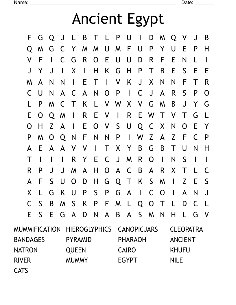 Ancient Egypt Word Search