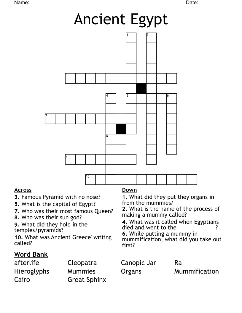 Ancient Egypt Crossword