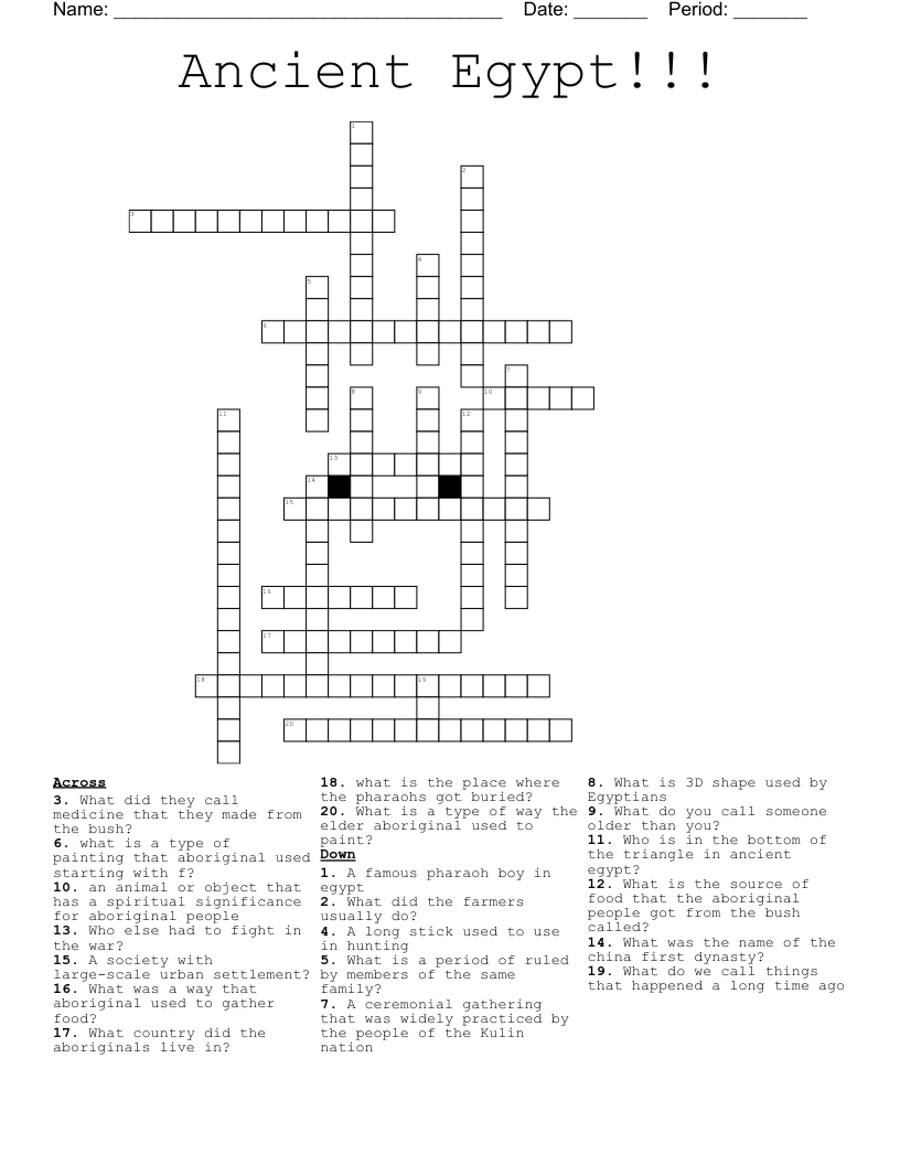 Ancient Egypt!!! Crossword