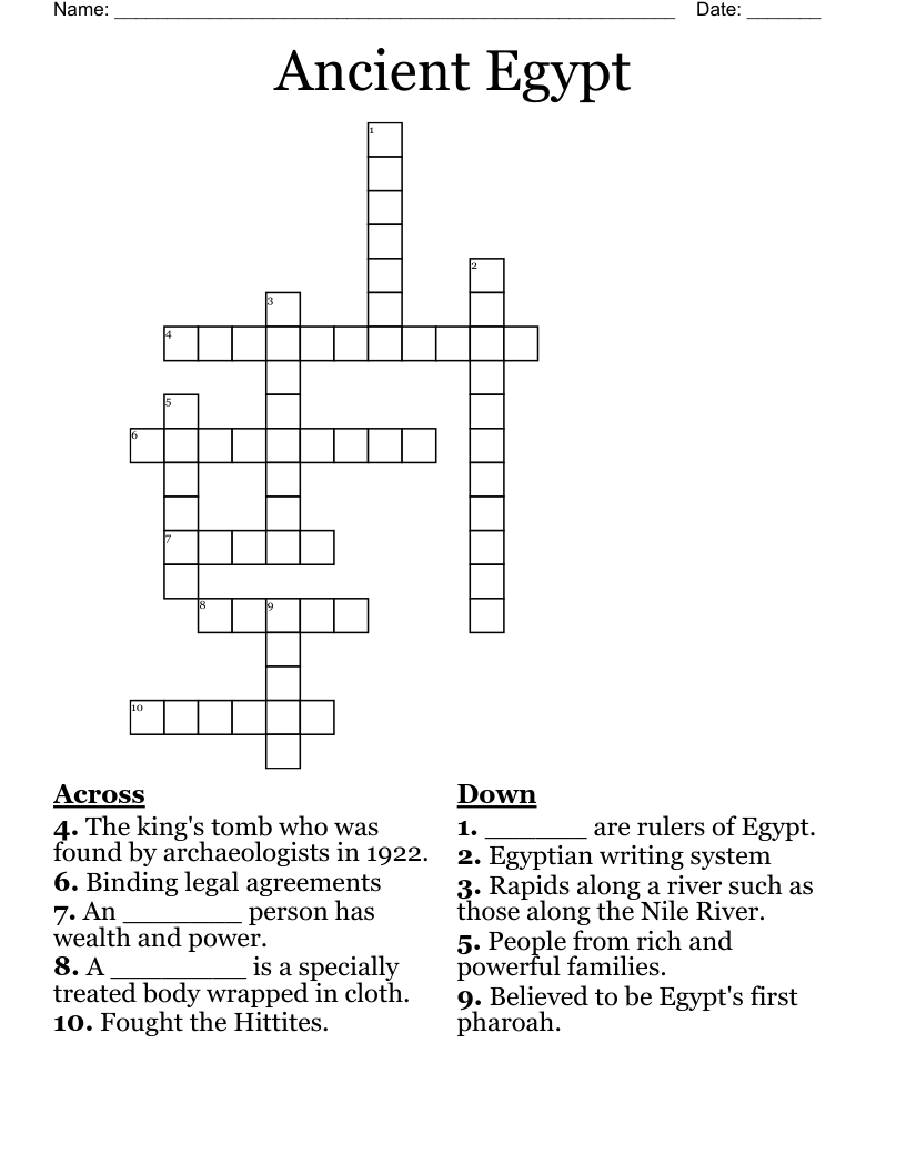 Ancient Egypt Crossword