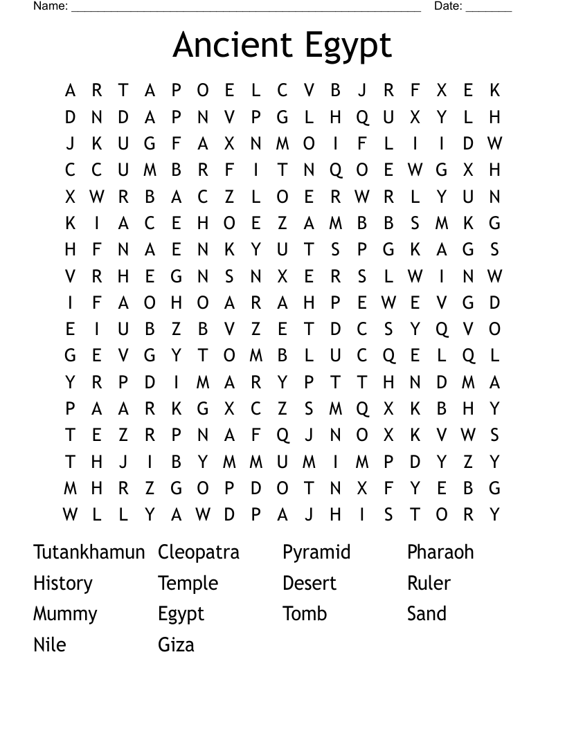 Ancient Egypt Word Search