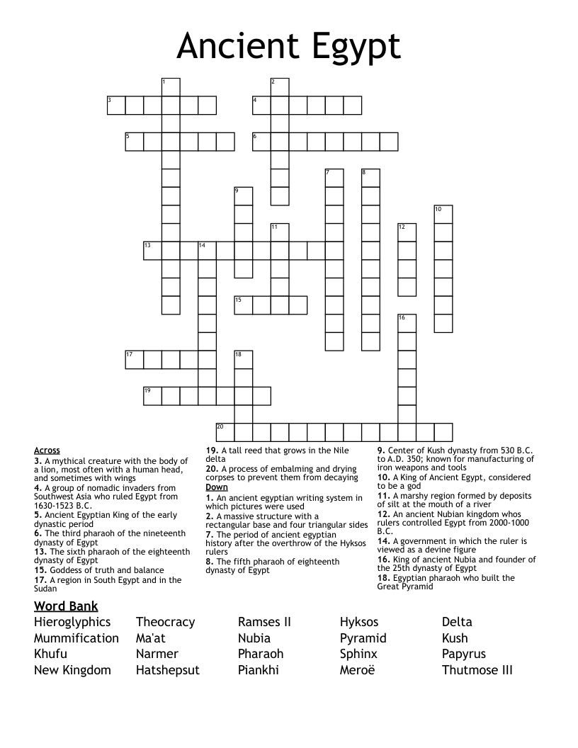 Ancient Egypt Crossword