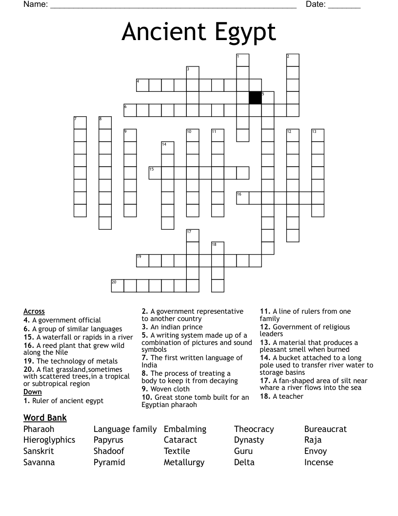 Ancient Egypt Crossword