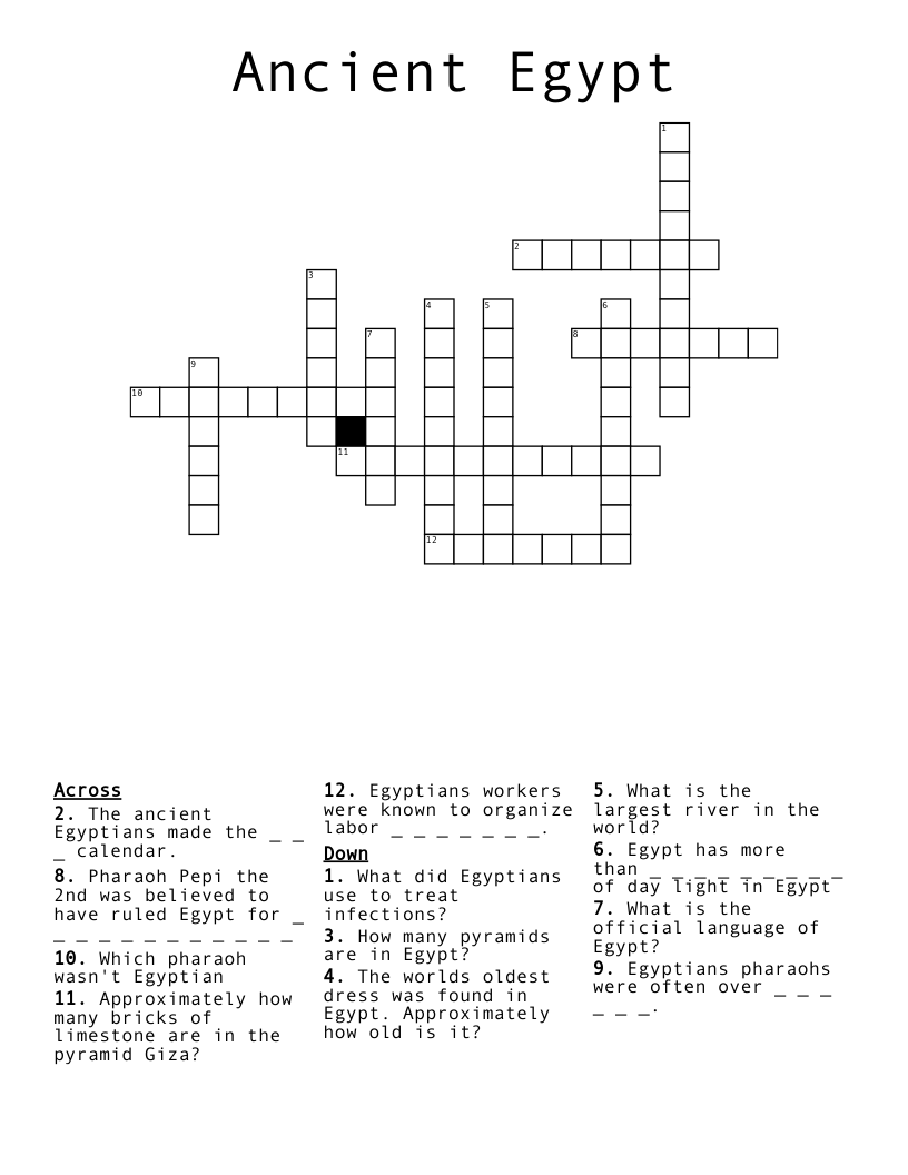 Ancient Egypt Crossword