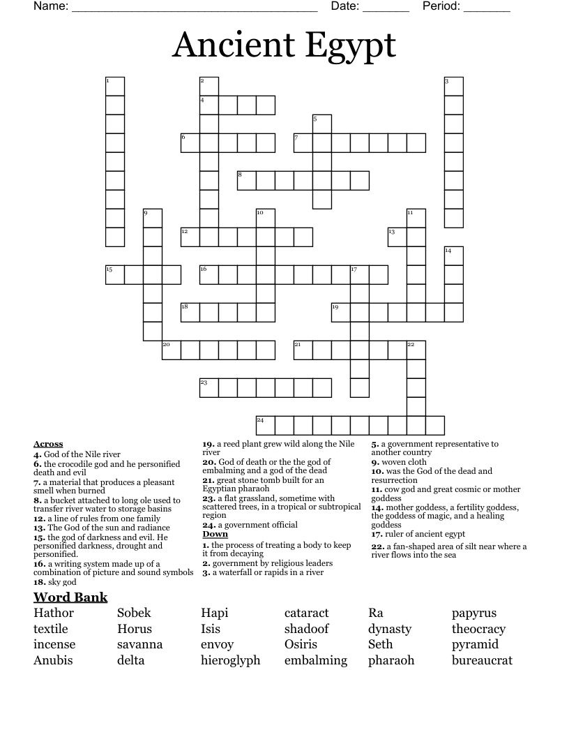 Ancient Egypt Crossword