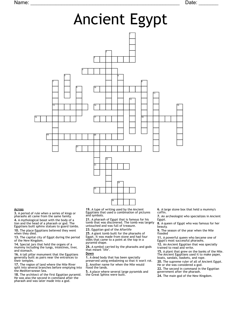 Ancient Egypt Crossword