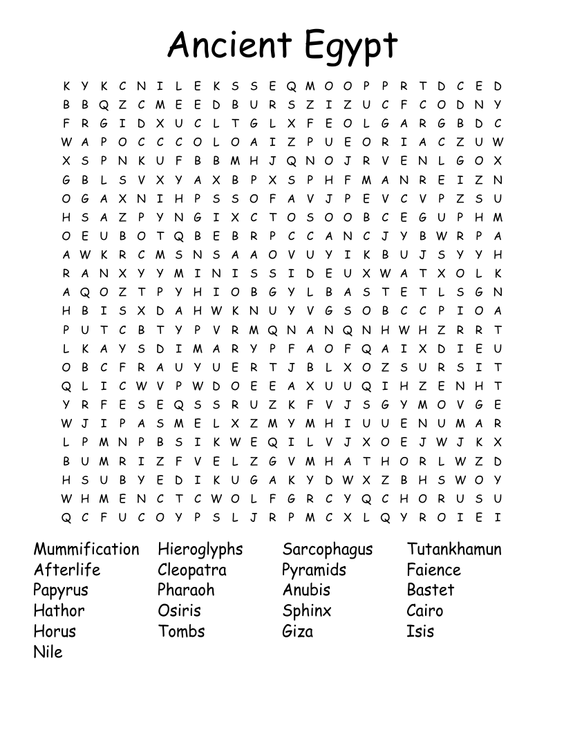Ancient Egypt Word Search