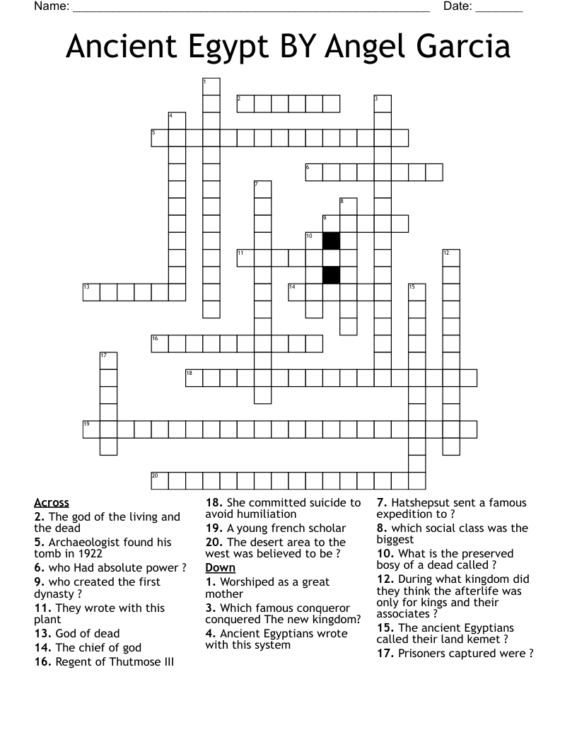 Ancient Egypt BY Angel Garcia  Crossword