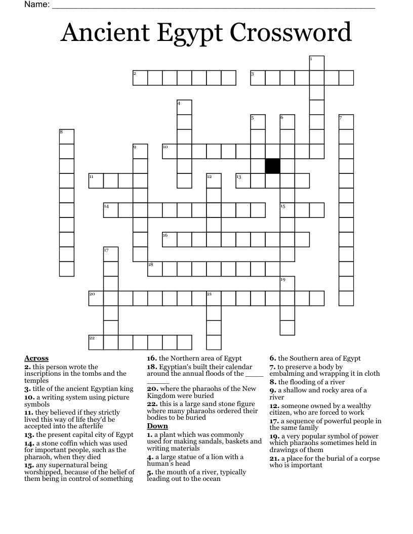 Ancient Egypt Crossword