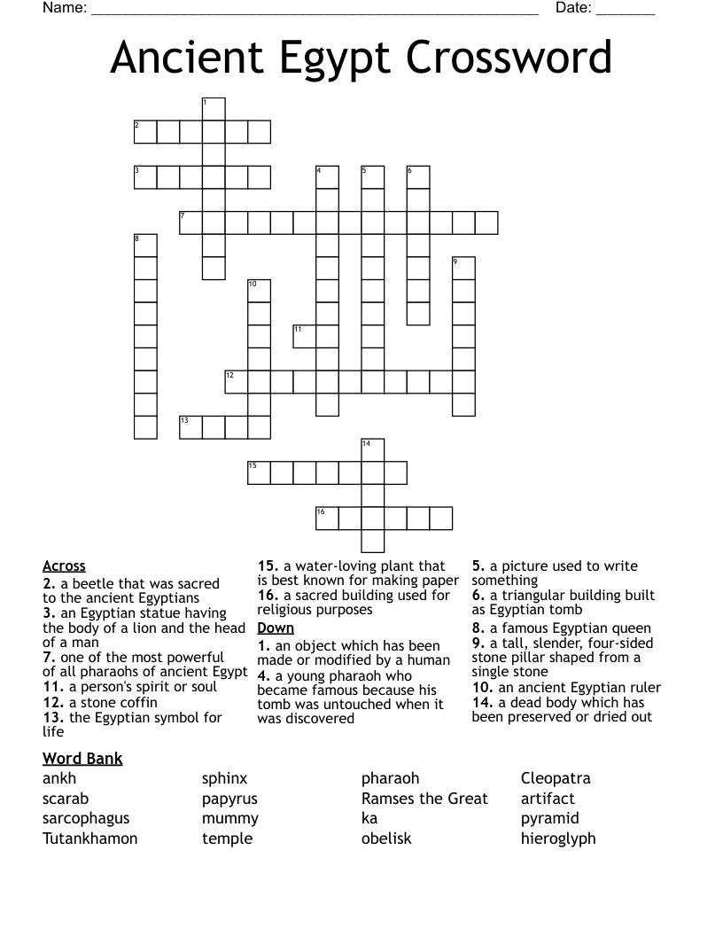 Ancient Egypt Crossword
