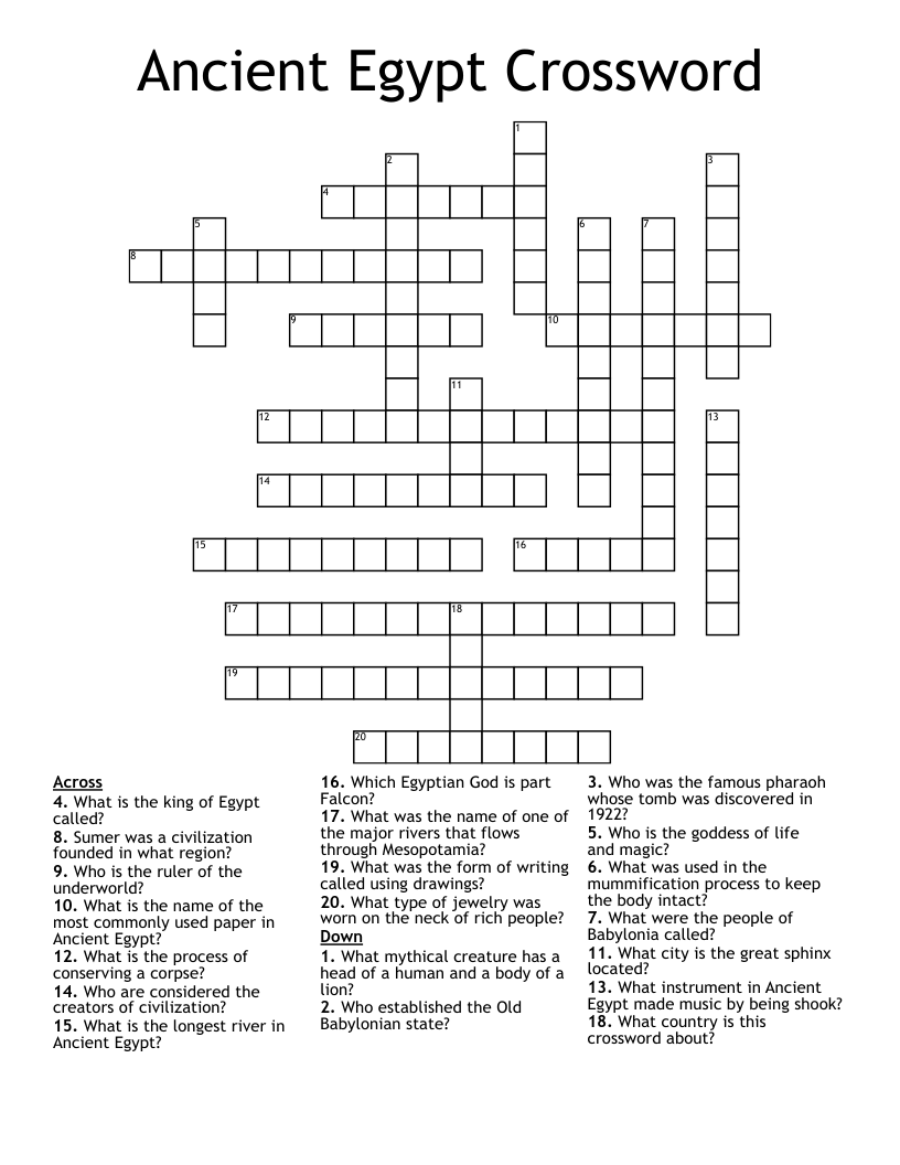 Ancient Egypt Crossword