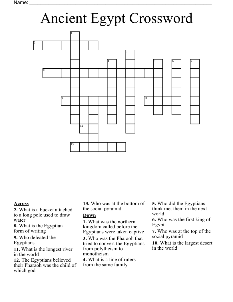 Ancient Egypt Crossword