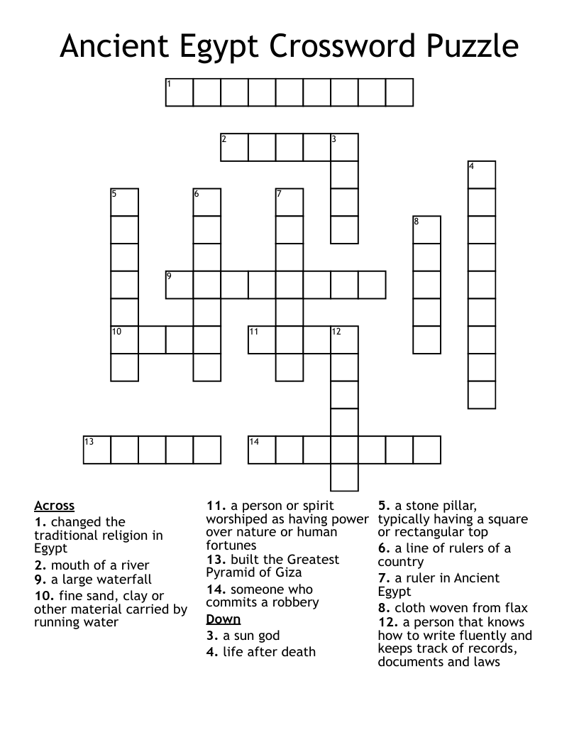 Ancient Egypt Crossword Puzzle