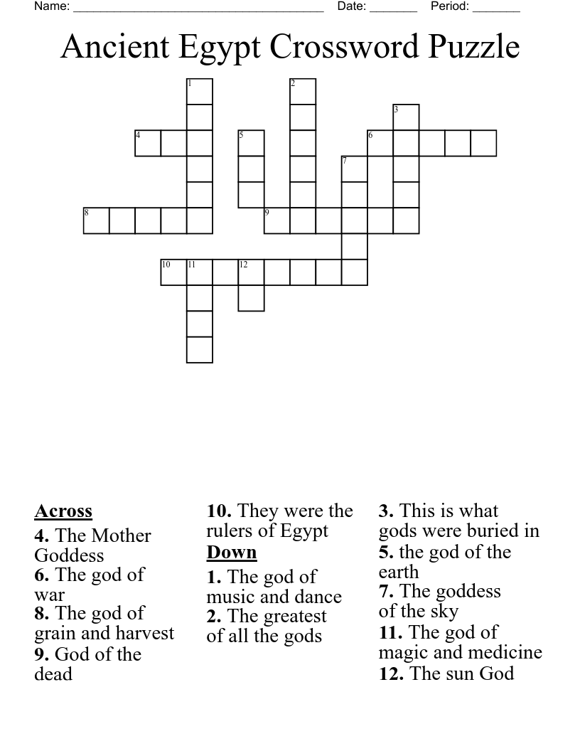 Ancient Egypt Crossword Puzzle