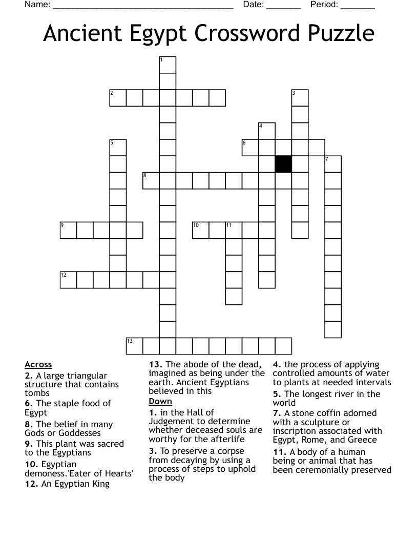 Ancient Egypt Crossword Puzzle