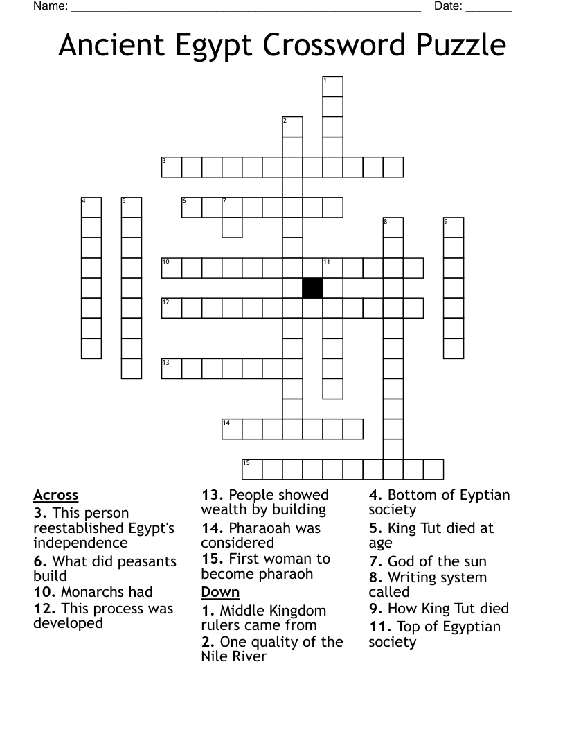 Ancient Egypt Crossword Puzzle