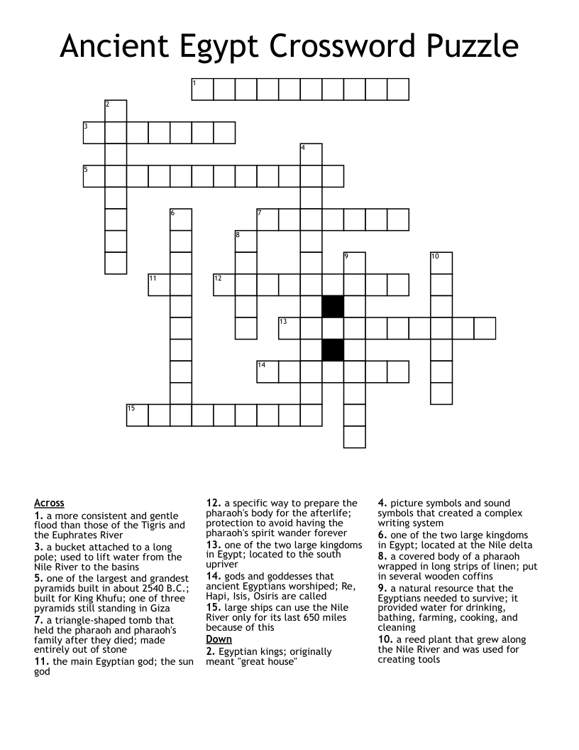 Ancient Egypt Crossword Puzzle