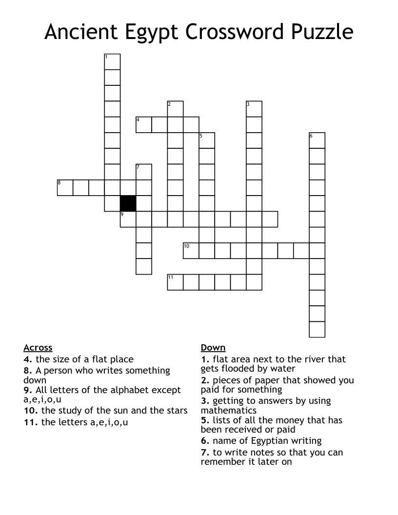 Ancient Egypt Crossword Puzzle 
