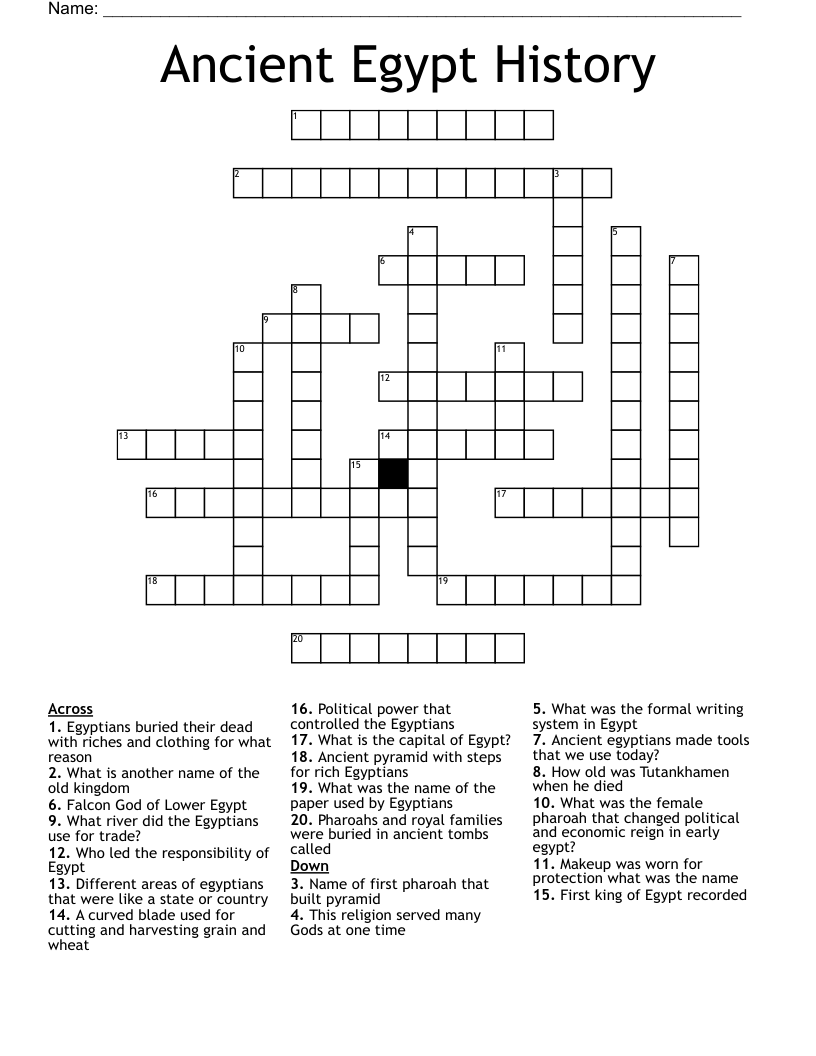 Ancient Egypt History Crossword