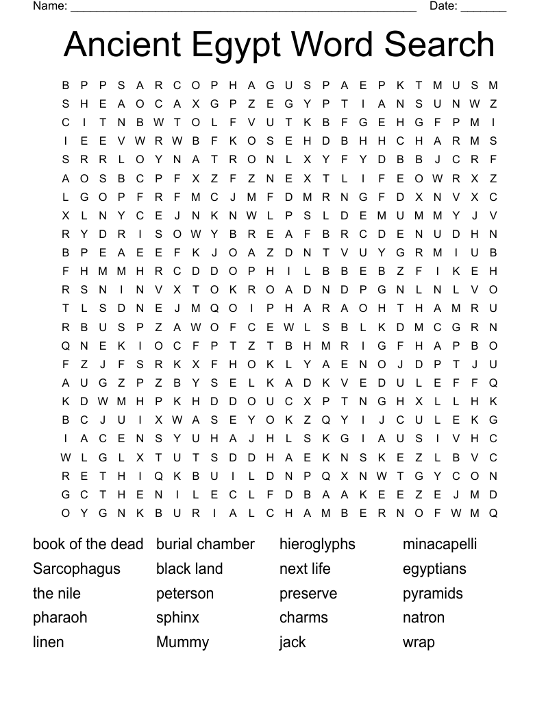 Ancient Egypt Word Search