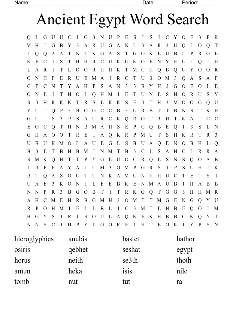 Ancient Egypt Word Search