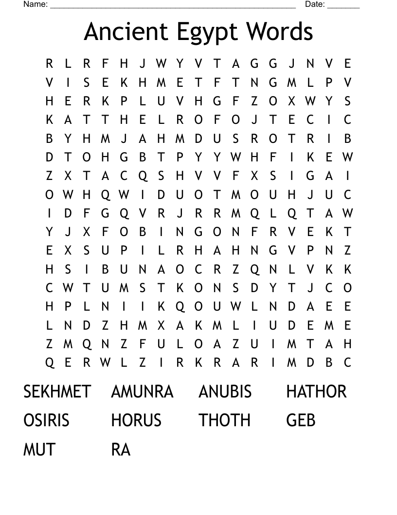 Ancient Egypt Words Word Search