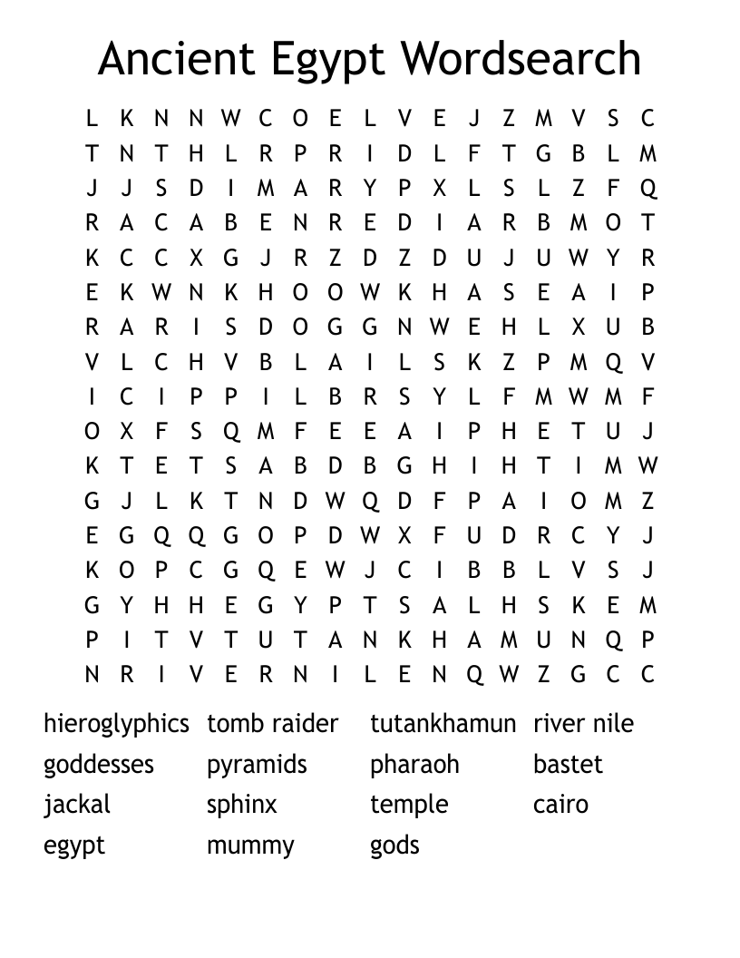 Ancient Egypt Wordsearch