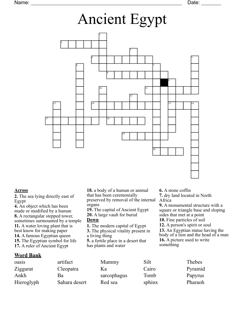 Ancient Egypt  Crossword