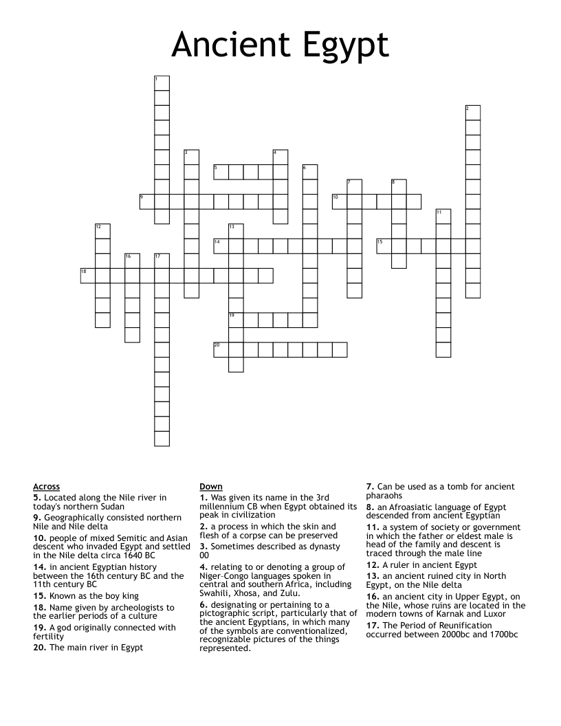 Ancient Egypt  Crossword