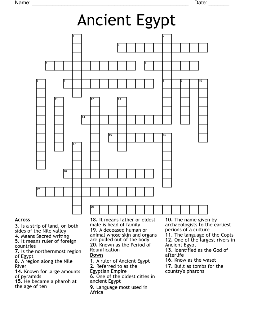Ancient Egypt  Crossword