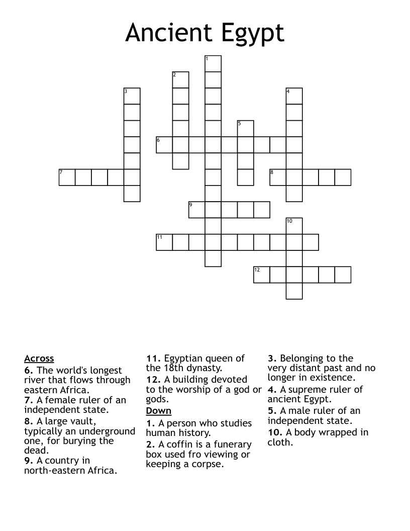 Ancient Egypt  Crossword