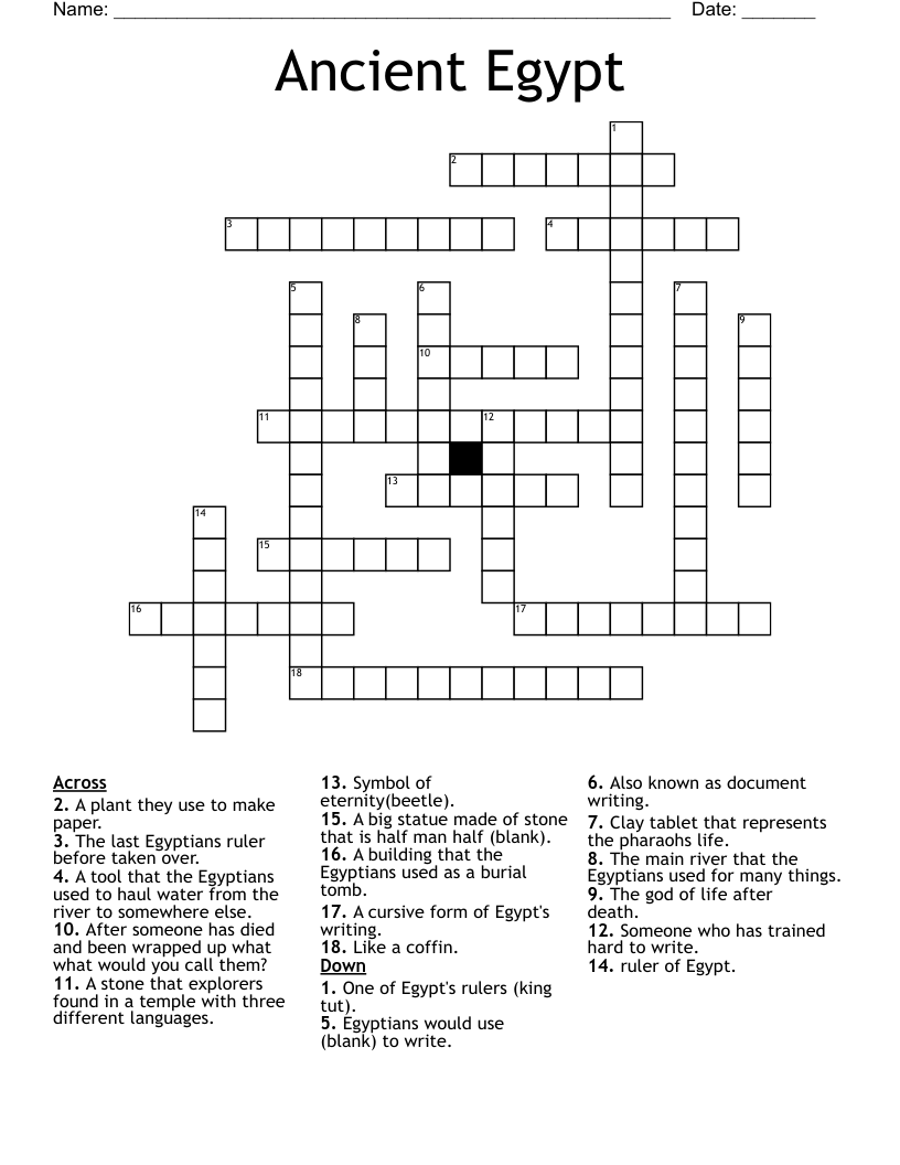 Ancient Egypt  Crossword