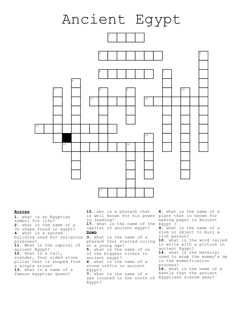 Ancient Egypt  Crossword