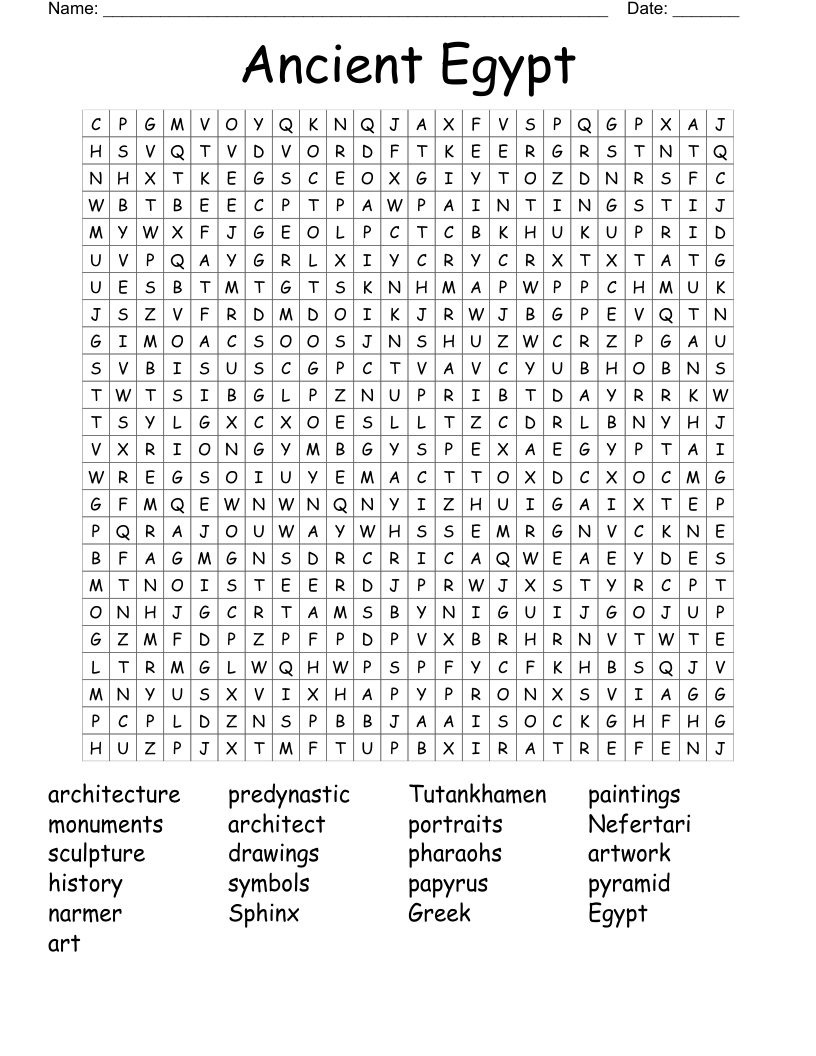 Ancient Egypt  Word Search