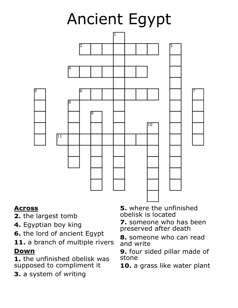 Ancient Egypt  Crossword