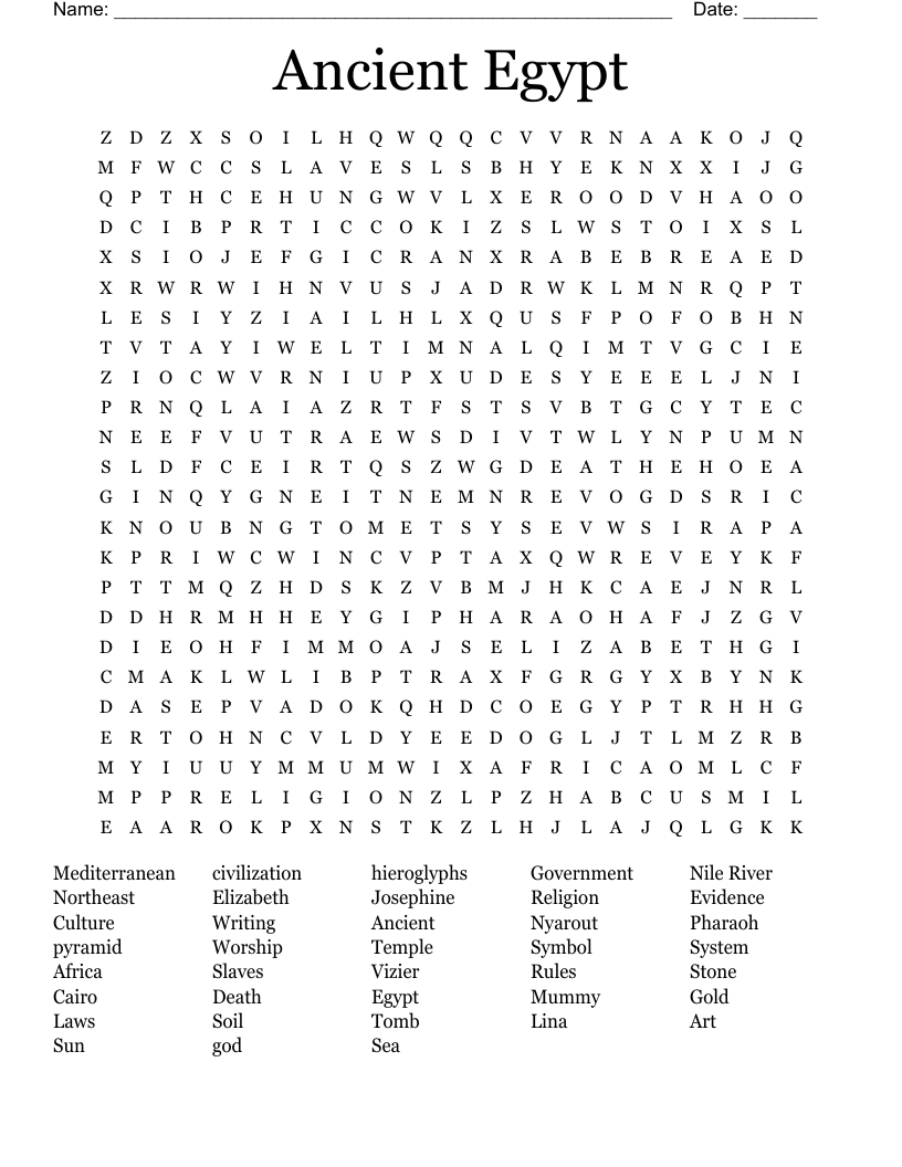 Ancient Egypt  Word Search