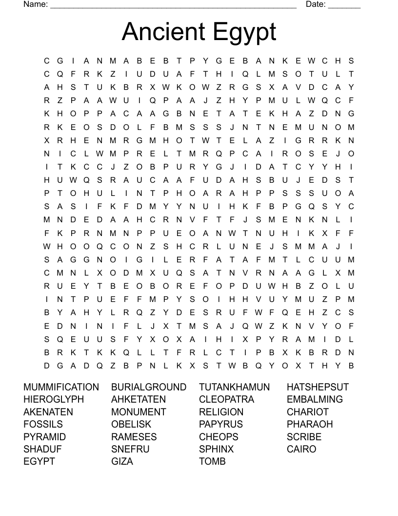 Ancient Egypt  Word Search
