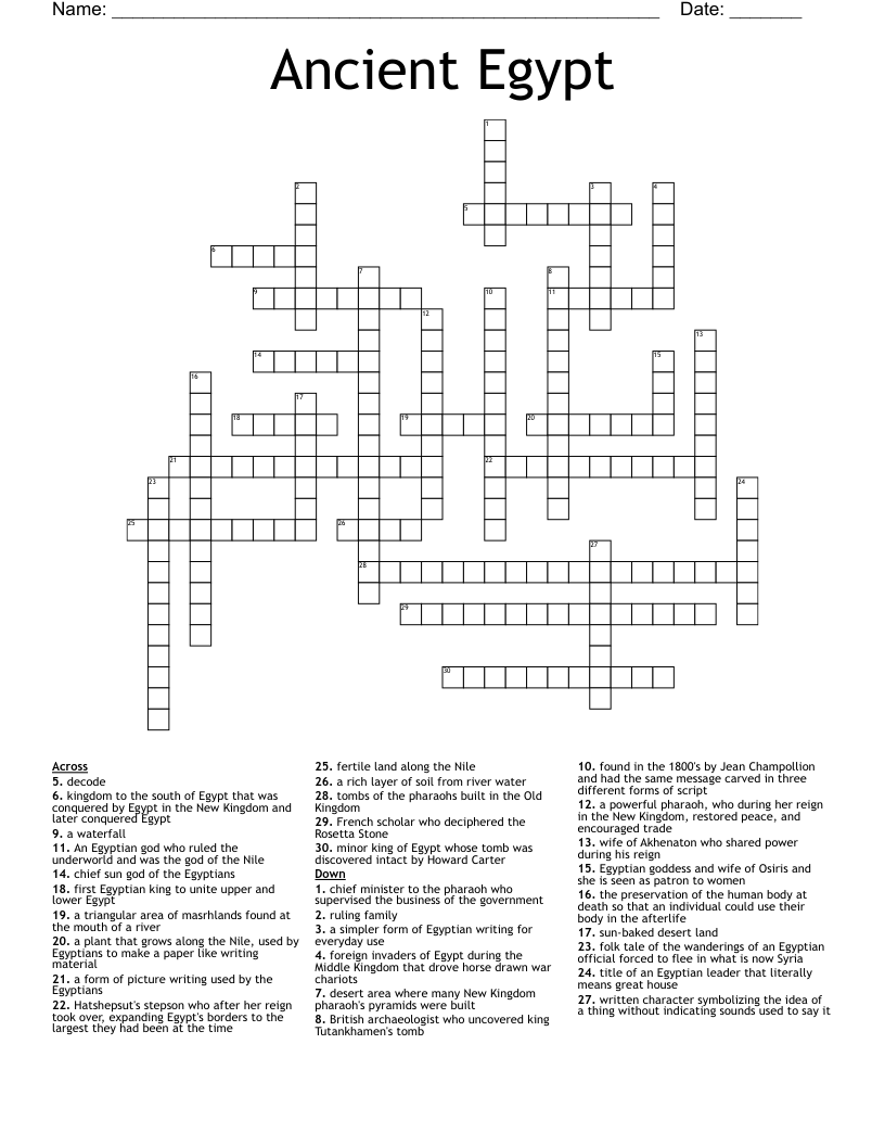 Ancient Egypt  Crossword