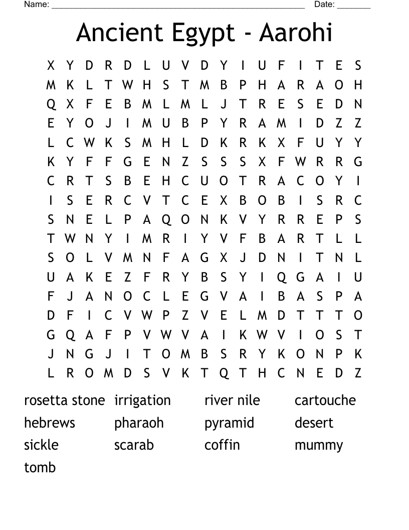 Ancient Egypt - Aarohi Word Search