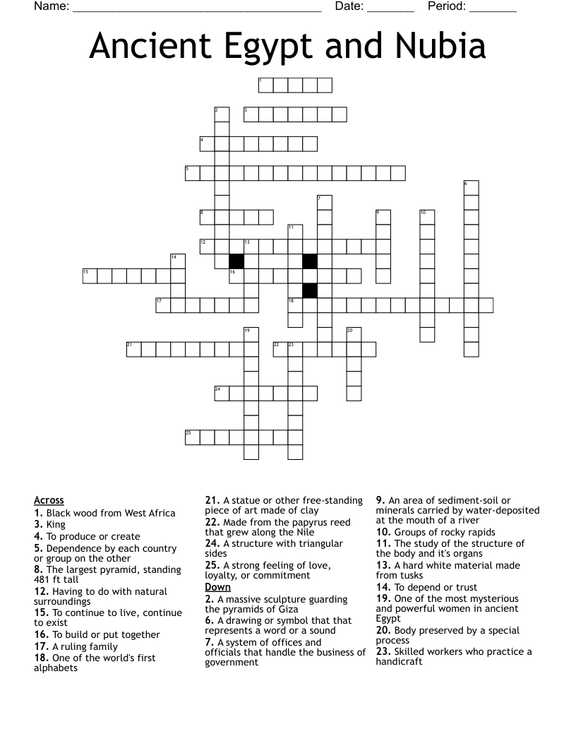 Ancient Egypt and Nubia Crossword