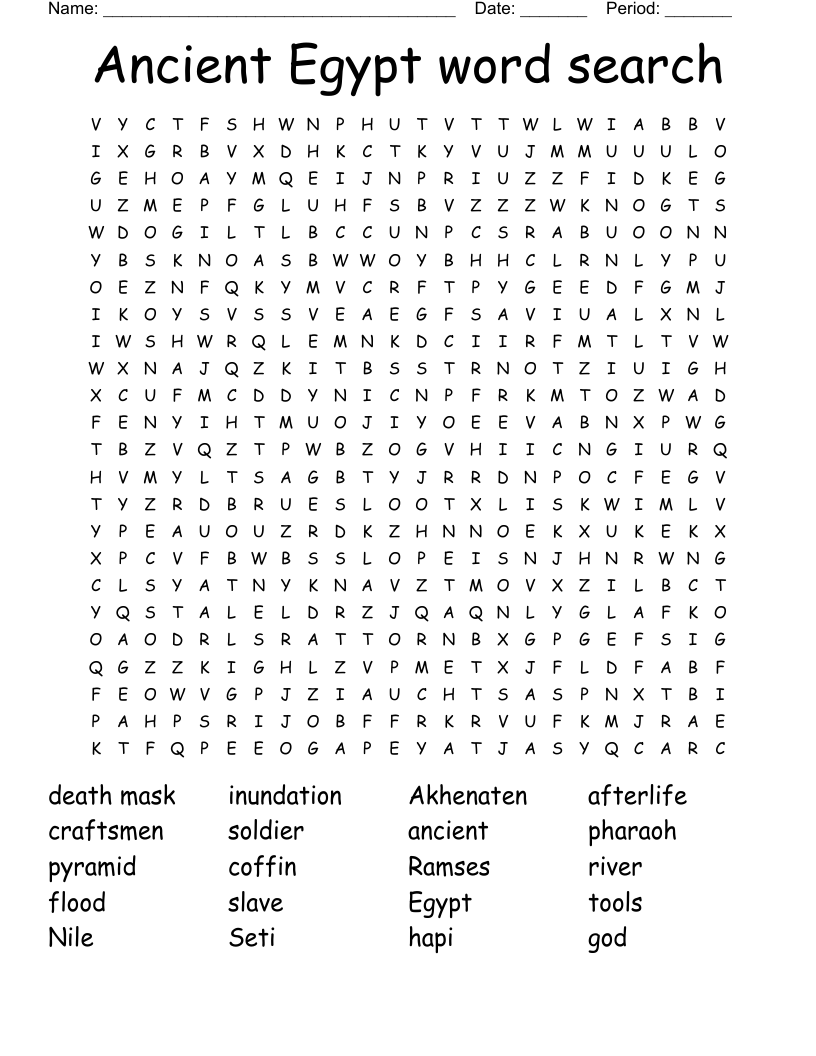 Ancient Egypt word search 