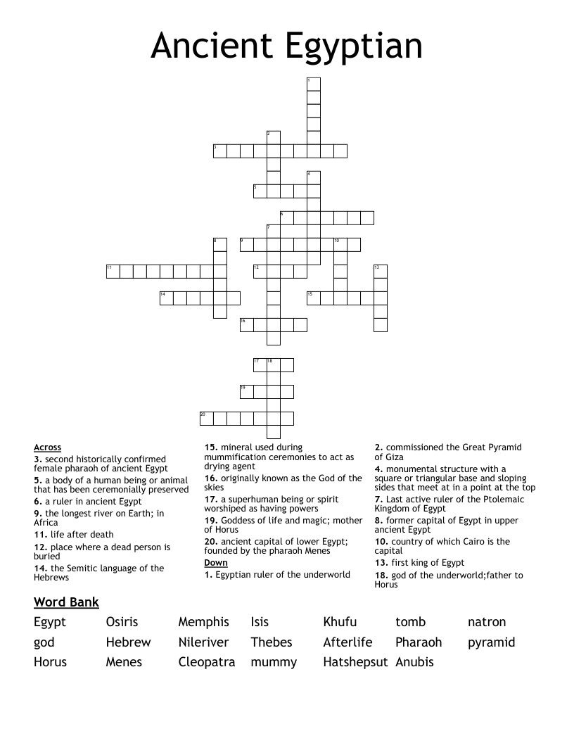 Ancient Egyptian Crossword