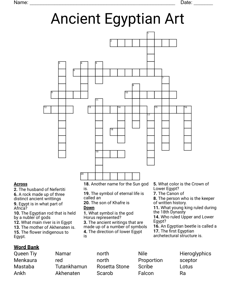 Ancient Egyptian Art Crossword