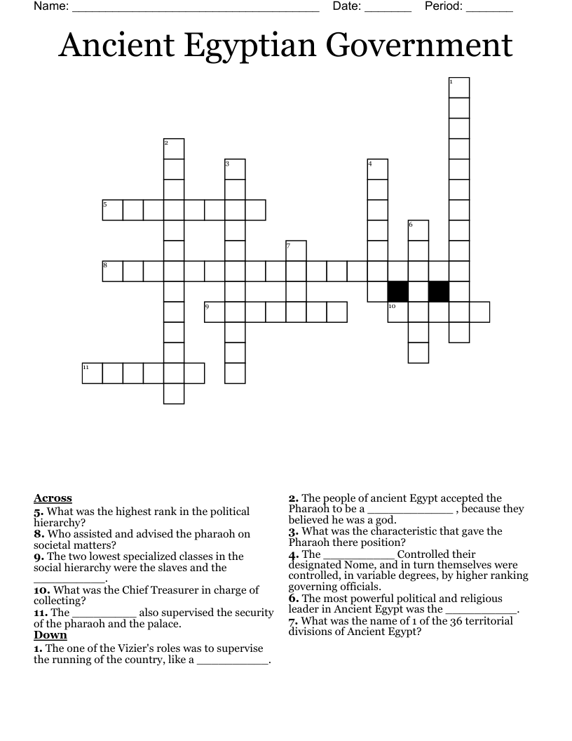 Ancient Egyptian Government Crossword