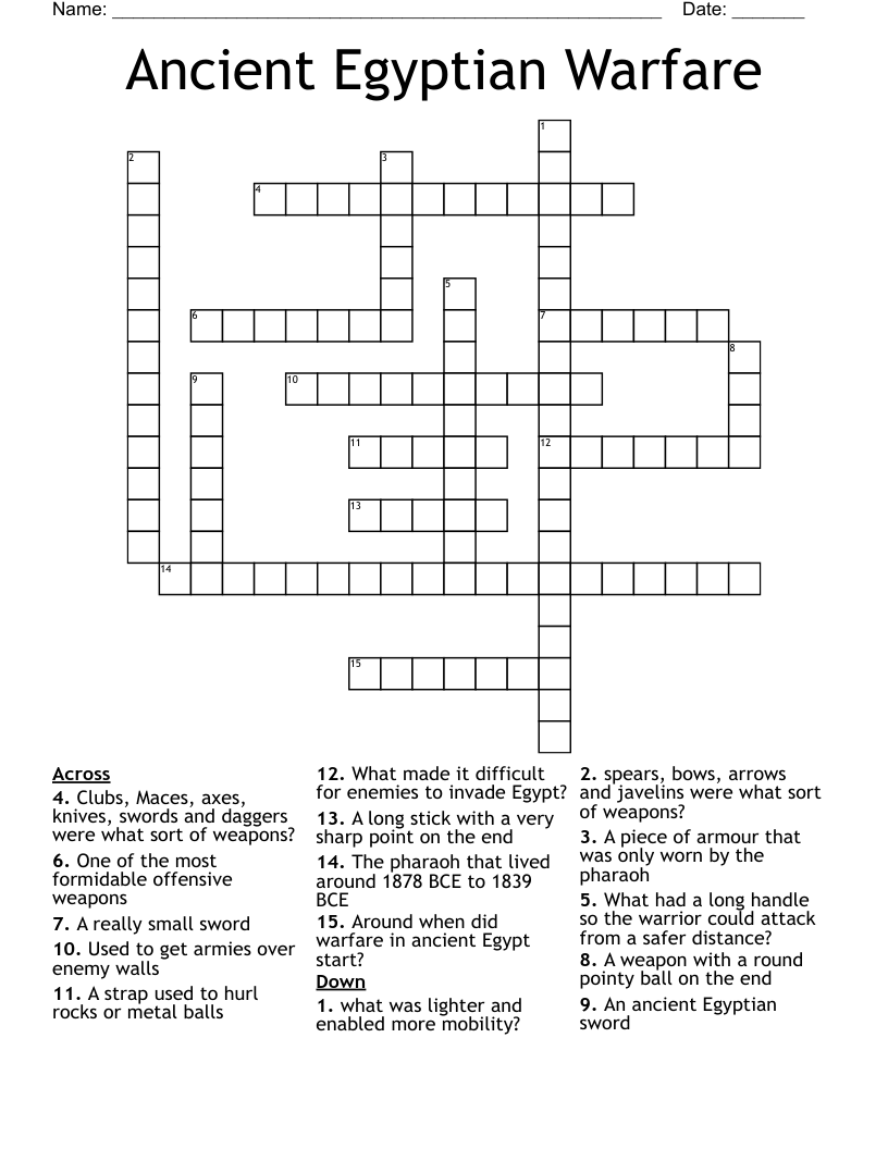 Ancient Egyptian Warfare Crossword