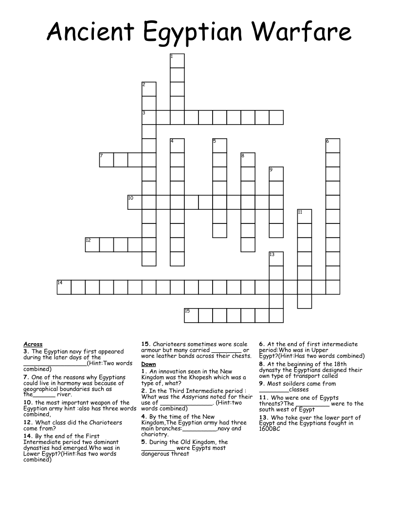 Ancient Egyptian Warfare  Crossword