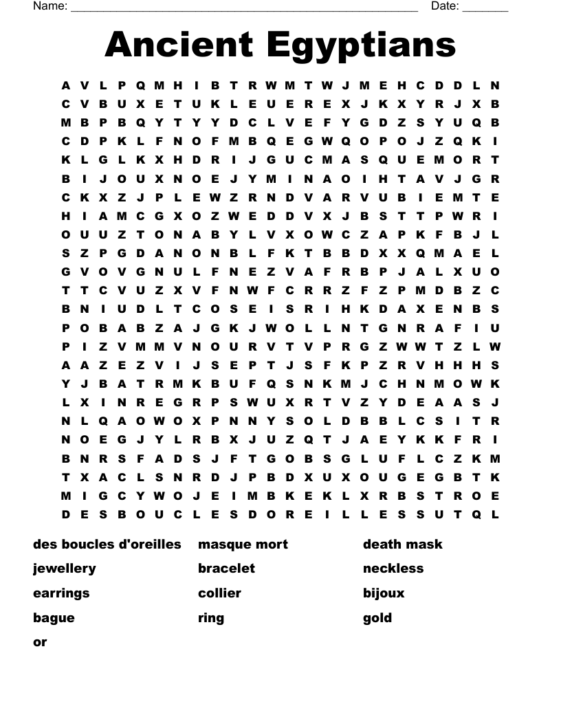 Ancient Egyptians Word Search
