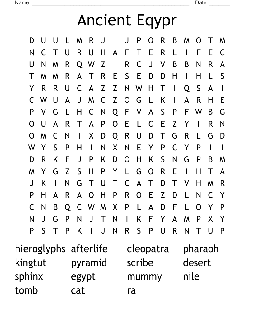 Ancient Eqypr Word Search